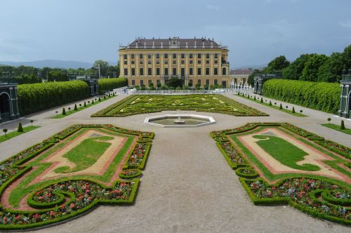 Vienna, Pilis, Austria, Schönbrunn, Parkas, Gėlės, Architektūra, Pastatas