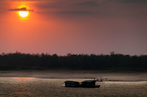 Vietnamas, Mekong Upė, Upė, Boot, Saulėlydis