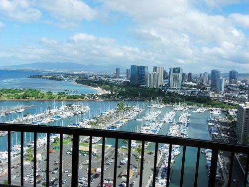 Jachta,  Uostas,  Vaizdas,  Veranda,  Viešbutis,  Hawaii,  Honolulu,  Hilton,  Vaizdas Iš Verandos