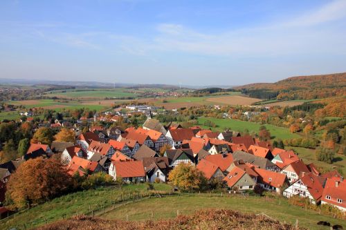 Kaimas, Namai, Kraštovaizdis, Teutoburgo Miškas, Ruduo, Schwalenberg