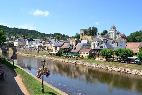 Kaimas, Upė, Namai, Dordogne, Montignac, Périgord, Žibintas, France