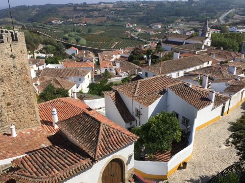 Obidos Portugalų Kaimas, Obidos, Matyti Iš Pilies, Obidos Portugal