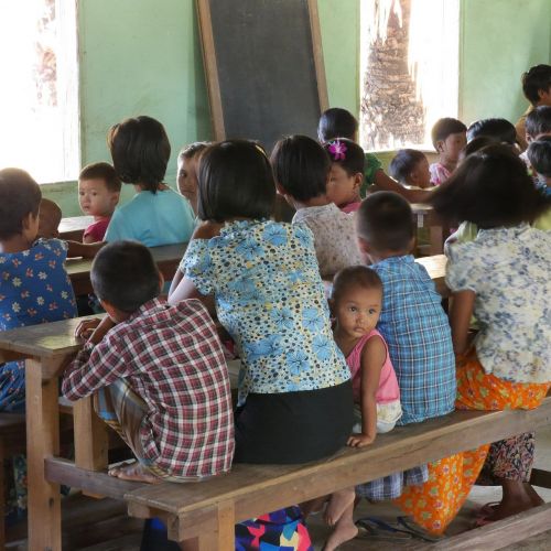 Kaimo Mokykla, Mianmaras, Trečias Pasaulis, Mokykla, Vaikai, Mokytis, Klasė, Vaikas, Mergaitė, Burma
