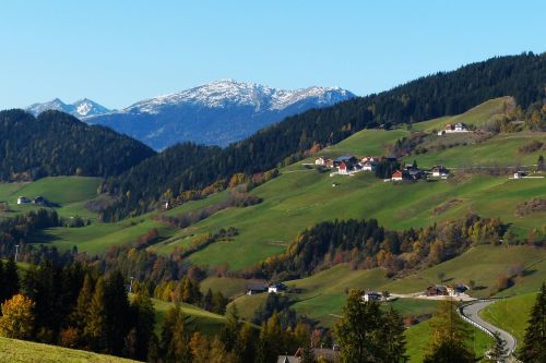 Villnösstal, South Tyrol, Dolomitai, Aukso Ruduo, Maumedis, Rudens Šviesa, Plose, Atsiras, Kalnai
