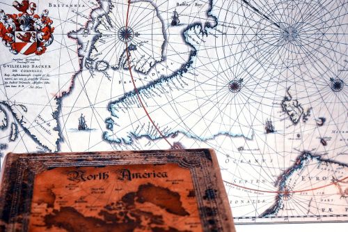 Vintage, Retro, Knyga, Žemėlapis, Klasikinis, Šiaurės Amerika, Tyrimai, Atradėjai, Jūrų Transportas, Victorian