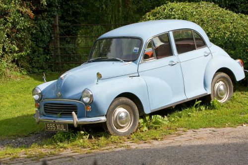 Vintage, Automobilis, Morris Minor, Mėlynas, Senas, Senovinis Automobilis, Automobilis, Transportas
