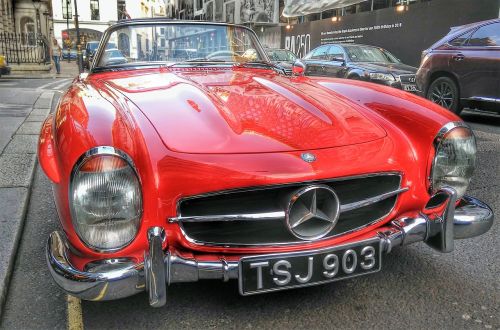 Vintage, Automobilis, Mercedes, Raudona, 300Sl, Automobilis