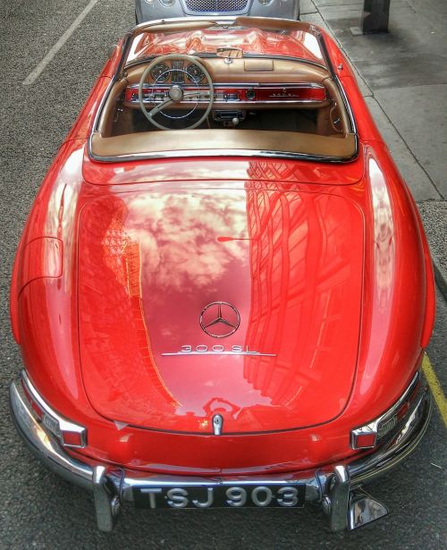 Vintage, Mercedes, Benz, 300Sl, Automobilis, Raudona, Klasikinis, Prabanga