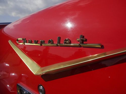 Vintage Chevrolet, Raudona Chevvy, Chevrolet V Badge, Chevrolet Gaubtas, Karštas Lazdele, Raudona Mašina, Senovinis Automobilis