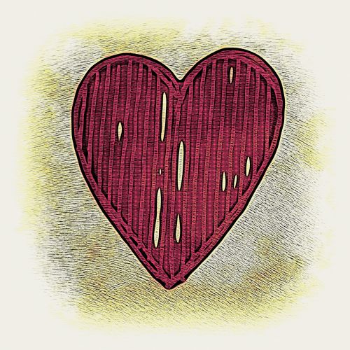 Širdis,  Širdis,  Vintage,  Žalias,  Romantika,  Romantiškas,  Meilė,  Piešimas,  Geltona,  Raudona,  Grunge,  Grungy,  Derliaus Širdis Su Linijomis