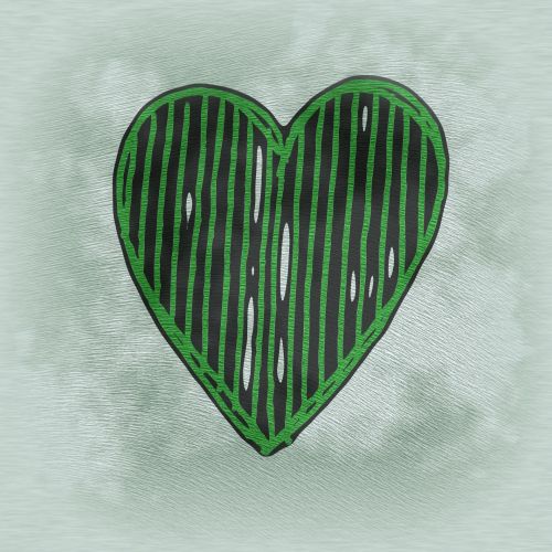 Širdis,  Širdis,  Vintage,  Žalias,  Romantika,  Romantiškas,  Meilė,  Piešimas,  Derliaus Širdis Su Linijomis