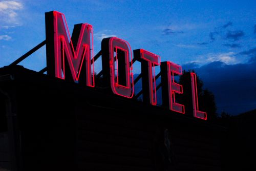 Motelis,  Ženklas,  Neonas,  Vintage,  Senovinis Motelis Neonas Ženklas