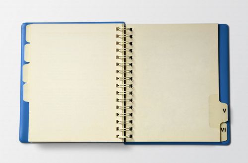 Vintage Notebook, Vintage, Nešiojamojo Kompiuterio, Retro, Popierius, 70S, 70-Tieji Metai, Spiralė, Skirtukai, Maketas, Maketas, Mėlynas, Plastmasinis, Fonas, Copyspace
