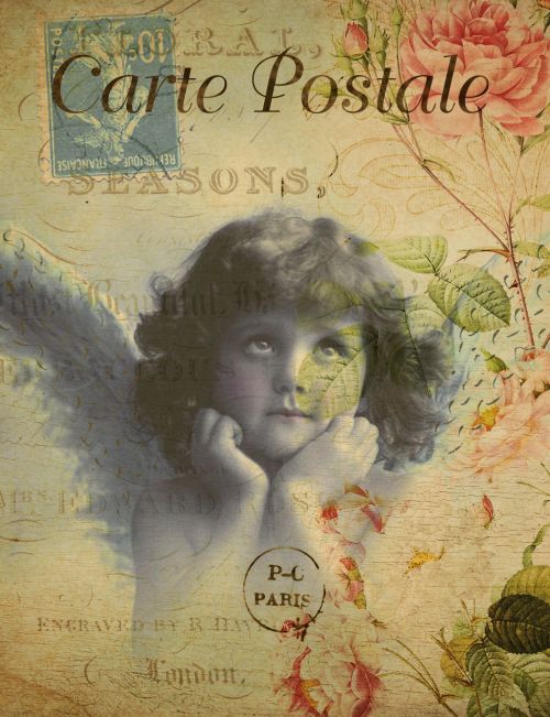 Vintage,  Atvirukas,  Prancūzų Kalba,  Senas,  Gėlių,  Fonas,  Vaikas,  Mergaitė,  Mažai,  Angelas,  Gražus,  Scrapbooking,  Laisvas,  Viešasis & Nbsp,  Domenas,  Vintage Postcard Beautiful Baby
