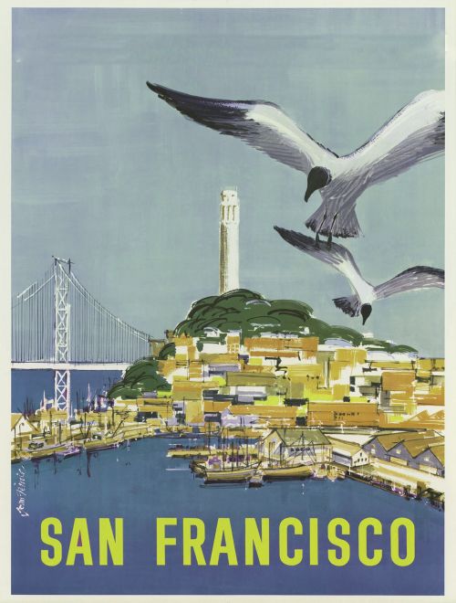 Vintage,  Plakatas,  Koit,  San & Nbsp,  Francisco,  Įlanka,  Senovinis Plakatas San Francisco