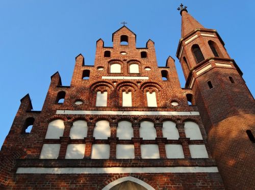 Pirmoji Mari Karalienė Taikos, Bažnyčia, Bydgoszcz, Gable, Frontonas, Krikščionybė, Religinis, Bokštas, Fasadas