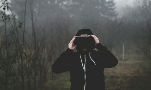 Virtuali Realybė, Vr Akiniai, Vyrų, Tamsi, Berniukas, Lauke, Samsung