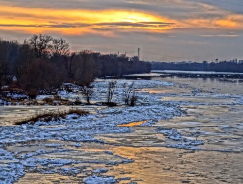 Vistula, Bydgoszcz, Upė, Vanduo, Žiema, Sušaldyta, Ledas, Lenkija, Regėjimas