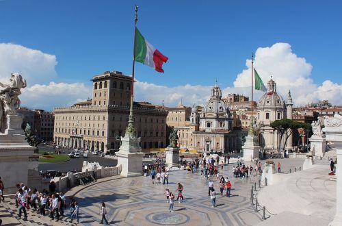 Vittorio Paminklas, Roma, Venetian Square, Italy, Vėliava, Kvadratas, Paminklas