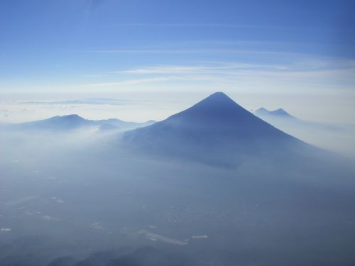 Volcan De Agua, Vulkanas, Kūgis, Figūra, Stratovolcanoes, Tipiškas, Vaizdas, Kalnas, Migla, Debesys