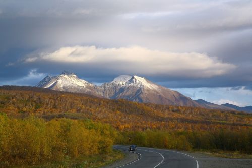 Vulkanas, Kalnai, Kraigas, Kalnų Plynaukštė, Highlands, Kraštovaizdis, Kelias, Vakaras, Debesys, Dangus