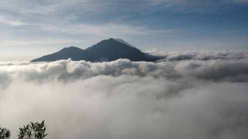 Vulkanas, Kalnas, Žygis, Bali, Debesys