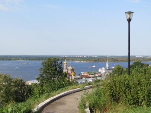 Volga, Krantinė, Bažnyčia, Žolė, Vanduo, Upė, Dahl, Kraštovaizdis, Nizhniy Novgorod