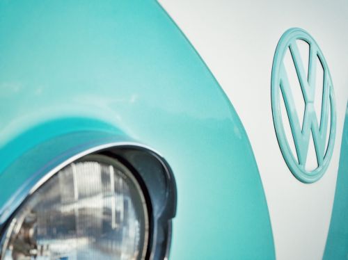 Volkswagen, Retro, Priekinis, Automobilis, Logotipas, Vintage, Van, Transporto Priemonė, Mėlynas, Balta