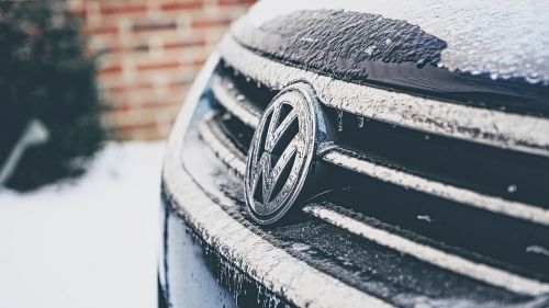 Volkswagen, Vw, Automobilis, Sniegas, Žiema, Ledas, Šaltas, Mėlynas, Grotelės