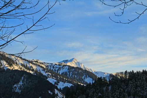 Vorarlbergas, Ebnit, Austria, Kalnai, Žiema, Sniegas, Alpių, Alm