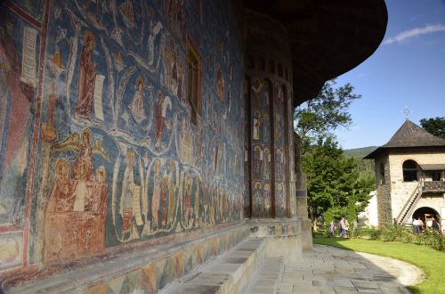 Voronet Vienuolynas, Freska, Bažnyčia, Romanija, Bukovina, Religija, Vienuolynas