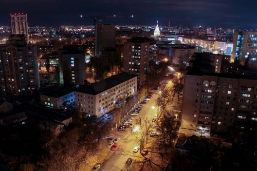 Voronežas, Naktinis Miestas, Vaizdas Iš Viršaus