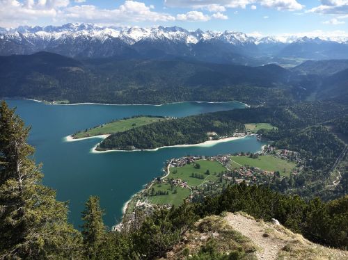 Walchensee, Herzogstand, Ežeras, Vaizdas, Dangus, Vanduo, Kraštovaizdis, Alpių