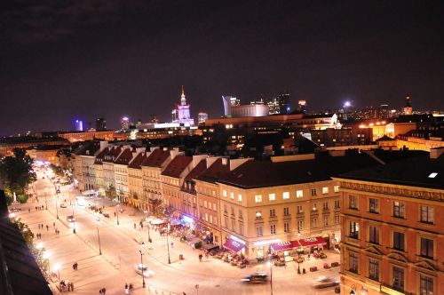 Varšuva, Senamiestis, Vakaras, Gatvė, Šviesa, Lenkija