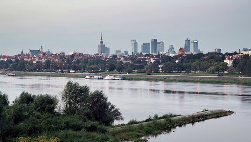 Varšuva,  Miestas,  Wisla,  Dangoraižiai,  Upė,  Panoraminis,  Vandens,  Architektūra,  Tama,  Lenkija,  Panorama,  Statyba,  Turizmas