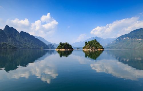 Vanduo, Gamta, Atspindys, Kalnas, Ežeras, Viet Nam, Na Pakabinti, Tuyen Quang