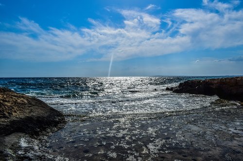 Vandens,  Jūra,  Pobūdį,  Pajūrio,  Dangus,  Debesys,  Tornado,  Seascape,  Pajūrio,  Šviesos,  Saulės,  Ayia Napa,  Kipras