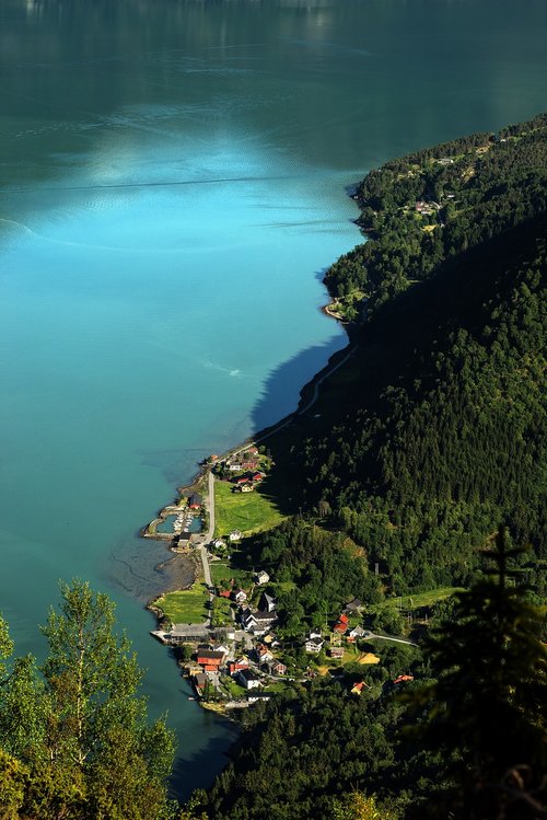 Vandens,  Pobūdį,  Kraštovaizdis,  Lauke,  Fjord,  Norvegija,  Kaimas