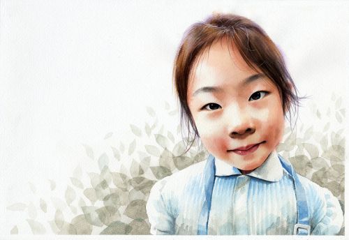 Akvarelės Portretas, Figūra, Akvarelė, Vaikų Iliustracija, Mergaitė, Portretai, Vaikai, Menas, Asian
