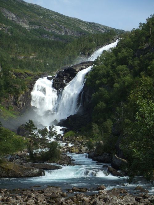 Krioklys, Norvegija, Gamta, Lenktynės, Miškas, Peizažai, Skandinavija