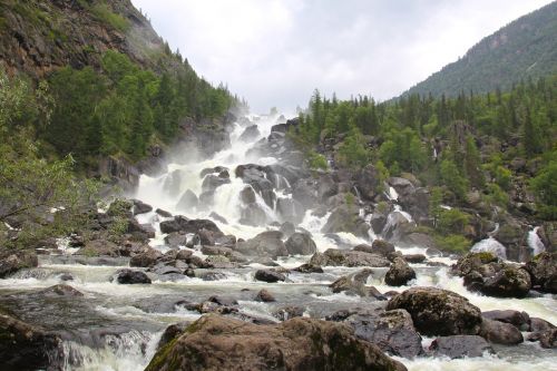 Krioklys, Altas, Atradimas Krioklio, Kalnų Altai, Akmenys, Kraštovaizdis, Gamta, Kalnas, Dangus, Upė