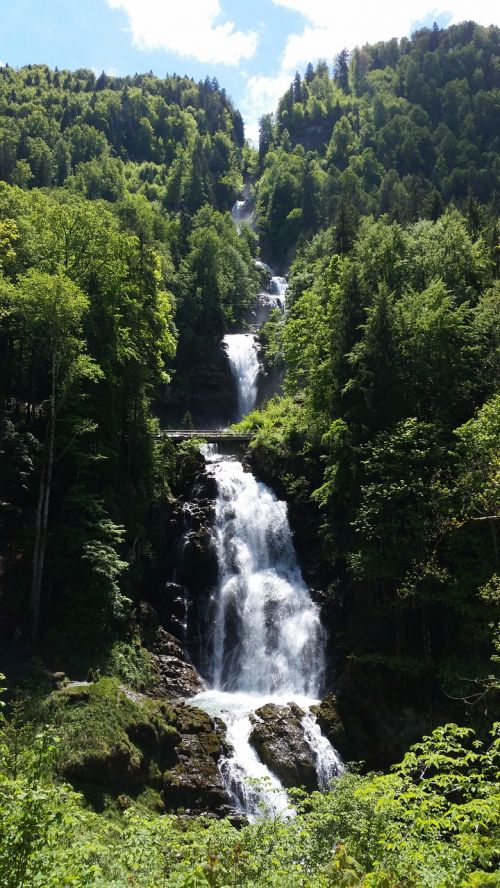 Krioklys, Giessbach Patenka, Vanduo, Miškas, Medžiai, Gamta, Berni Oberland