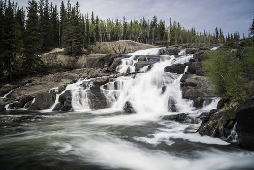 Krioklys,  Upė,  Srautas,  Medžiai,  Pobūdį,  Vaizdingas,  Lauke,  Kanada,  Northwest Territories,  Pakopose,  Vanduo