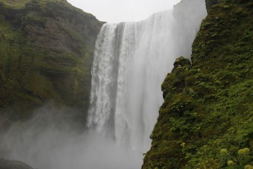 Krioklys, Kraštovaizdis, Vaizdas Iš Viršaus, Iceland, Žalia Žolė