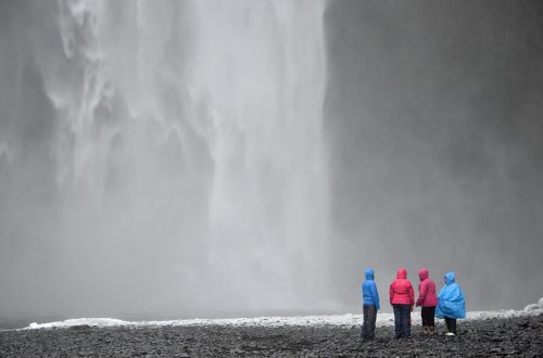 Krioklys, Skogarfoss, Katarakta, Iceland, Žmonės