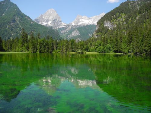 Vandenys, Ežeras, Žalias, Alpių, Kalnai, Kraštovaizdis, Austria, Veidrodis