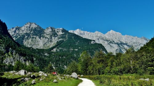 Watzmannostwand, Viršutinis Ežeras, Königssee, Berchtesgaden, Masyvas, Berchtesgaden Alps, Berchtesgadeno Nacionalinis Parkas, Tvirtas, Vaizdas
