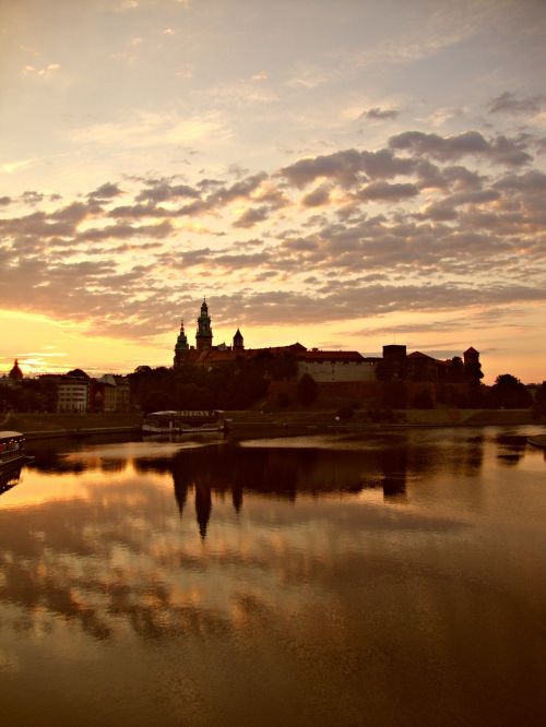 Wawel, Kraków, Saulėtekis, Lenkija, Dangus, Debesys, Kraštovaizdis