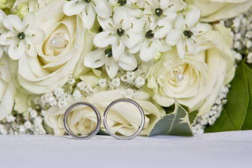 Vestuvės, Puokštė, Rožės, Žiedai, Baltos Rožės, Gėlės, Butyric