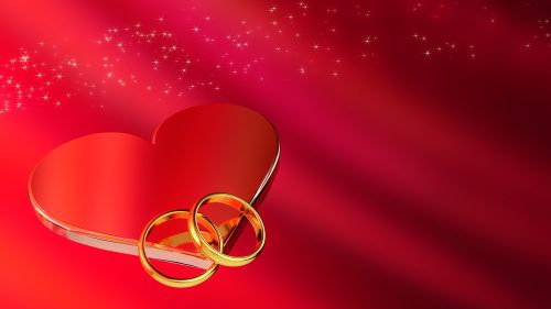 Vestuvės, Žiedai, Širdis, Romantika, 3D, Blenderis